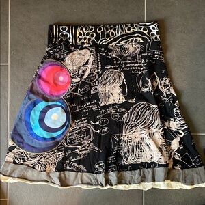 Artistic Black and Multicolor Women's Skirt